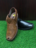 Luxury Round Shape Black Peshawari Chappal